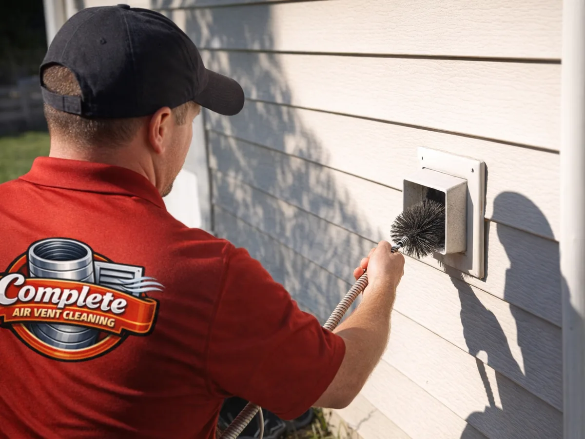 dryer vent cleaning technician on the job in La Jolla, CA
